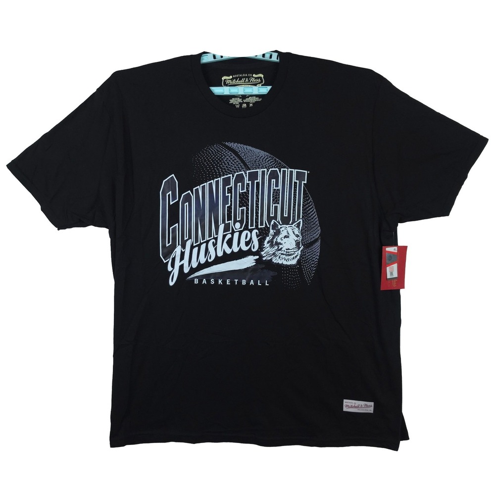 UCONN Huskies Mitchell & Ness NCAA 3XL XXXL Shirt Basketball Logo Black NWT